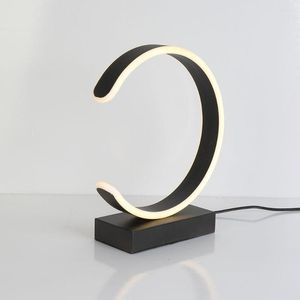 Lámparas de mesa Lámpara LED en forma de C Escritorio moderno Maquillaje Iluminación Minimalismo Negro Blanco Cuerpo Aluminio Cabecera Creativo