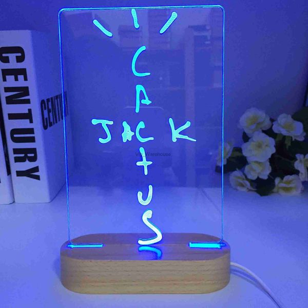 Lampes de table Cactus Jack en bois Led veilleuse pour chambre décoration bois veilleuse Cool anniversaire cadeaux chambre décor Cactus Jack lampe de table YQ231006