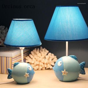 Lampes de table dessin animé créatif poisson lampe de bureau chambre d'enfant princesse fille chambre chevet bel Animal LED