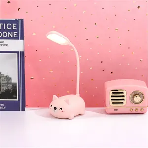 Lampes de table Dessin animé mignon animal de compagnie chien USB Recharge batterie LED veilleuse protection des yeux chaud lampe de bureau adolescent chambre décor