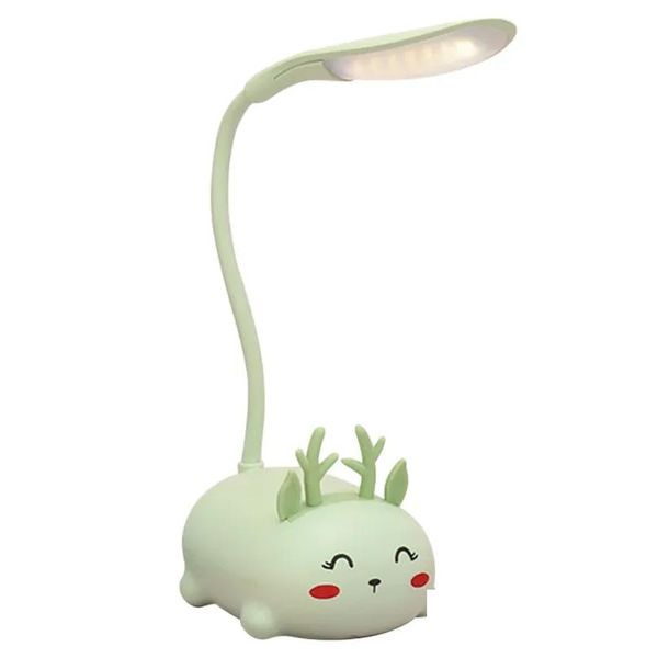 Lámparas de mesa Cartoon Deer Forma Led de escritorio LED USB Niños recargables Protección de oculares Noche de animales Decoración de dormitorios Drop de gota Li Dh7n6