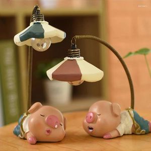 Lampes de table dessin animé Pig Animal LED NIGHT Light Chadow Nursery lampe à la maison décor de chevet de cheminement Lumières de bureau modernes pour enfants bébé luminaire