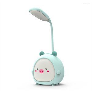 Lampes de table Cartoon Pig USB Recharge Batterie Lampe LED Enfant Protection des Yeux Tuyau 360 ° N'importe Quel Angle Bureau Veilleuse