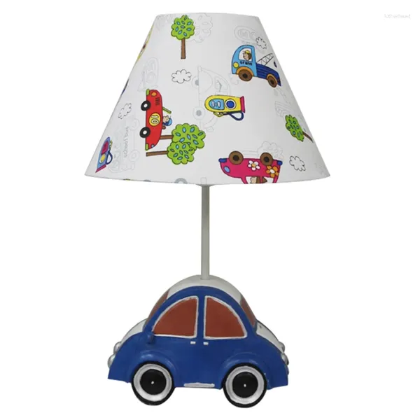 Lámparas de mesa con forma de coche de resina de dibujos animados para niños, lámpara de ahorro de energía, bonito estudio, dormitorio, regalo de cumpleaños, decoración, accesorios de luces de escritorio