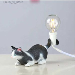 Lampes de table Lampe chat lampes de Table pour chambre chevet lampe de bureau résine support animal luminaire luminaires maison Art décor salon veilleuses YQ240316