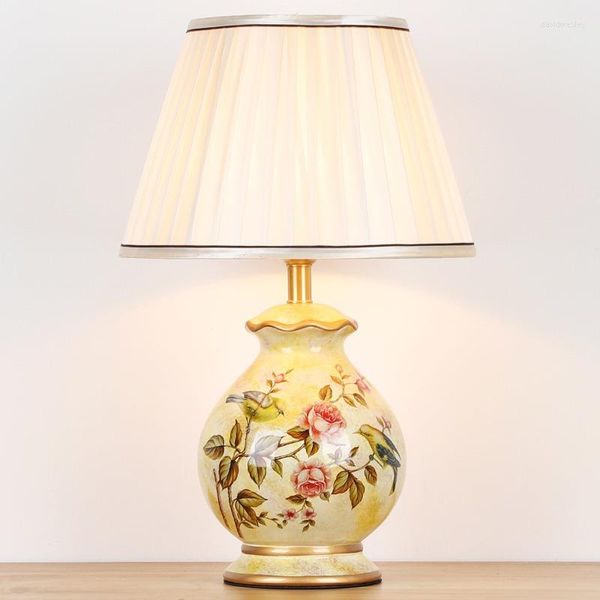 Lámparas de mesa Lámpara china de cerámica Fábrica americana clásica Venta al por mayor Modelo Habitación El Living Número pequeño Cobre completo
