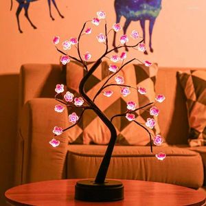 Lampes de table Cherry Blossom Tree Lamp LED chaude Lumière Badroom Decoration Batter