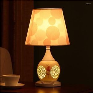 Lampes de Table Chine Céramique Lampe Chambre Lampe de Chevet Tissu Moderne Créatif