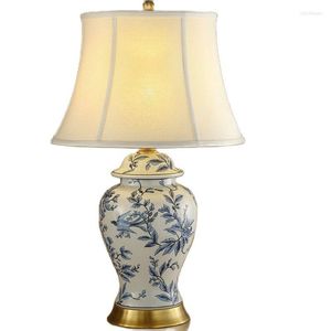 Tafellampen Chinese blauwe en witte porseleinen vaas dimmer lamp studie woonkamer bruiloft keramische bureau decor licht h 68 cm 1739