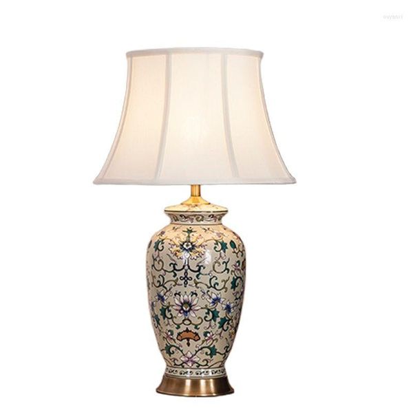 Lampes de table lampe en céramique chinoise européenne classique lit chambre Foyer canapé coin Vintage porcelaine bureau lecture veilleuse TD039