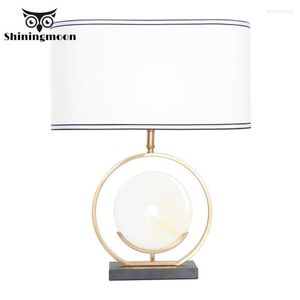 Tafellampen Chinese klassieke lamp Moderne stof marmeren decoratie lichten slaapkamer bedlicht licht leesverlichting leren verlichting