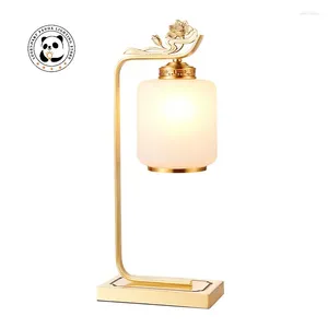 Tafellampen Chinese luxe goud glans koperen lamp LED glazen lampenkap naast slaapkamerlichten woonkamer studiebureau