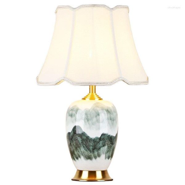 Lampes de table peinture chinoise lampe en céramique Foyer salle de chevet moderne Simple porcelaine canapé bureau décor lumière D115