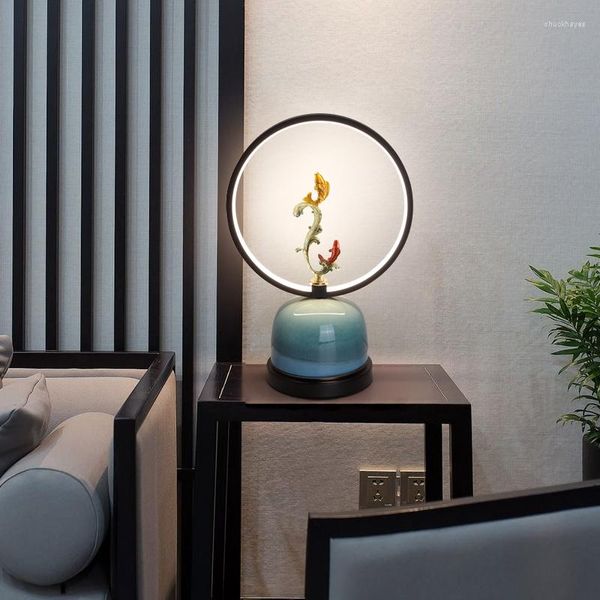 Lámparas de mesa Lámpara de cerámica de porcelana china para sala de estar Dormitorio Clásico de lujo Vintage Mesita de noche americana