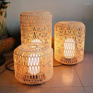 Tafellampen Chinese rotan vloerlamp handgemaakte kunst vintage armatuur voor binnen woonkamer slaapkamer buiten binnenplaats balkon staand licht