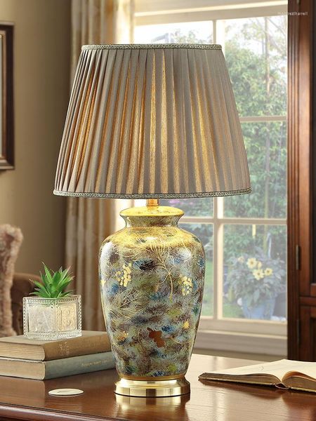 Lampes de table chinois rétro fleurs oiseaux lampe en céramique pour salon étude chambre chevet nuit luxe maison décorative