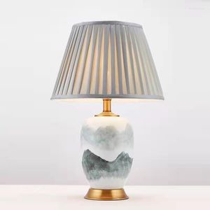 Tafellampen Chinees eenvoudige retro inkt keramische lamp voor woonkamer studeren slaapkamer bedkamer bedraming Amerikaanse moderne decoratieve nacht