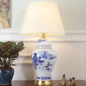 Tafellampen Chinees eenvoudige vaas keramische lamp klassiek blauw wit porselein stoffen slaapkamer woonkamer decor LED E27 verlichtingsdesk armatuur