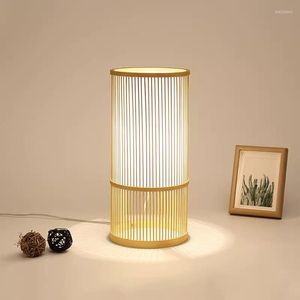 Tafellampen Chinese Stijl Bamboe Weven Lamp Creatieve Handgemaakte Rotan Slaapkamer Decoratie Nachtkastje E27 Licht