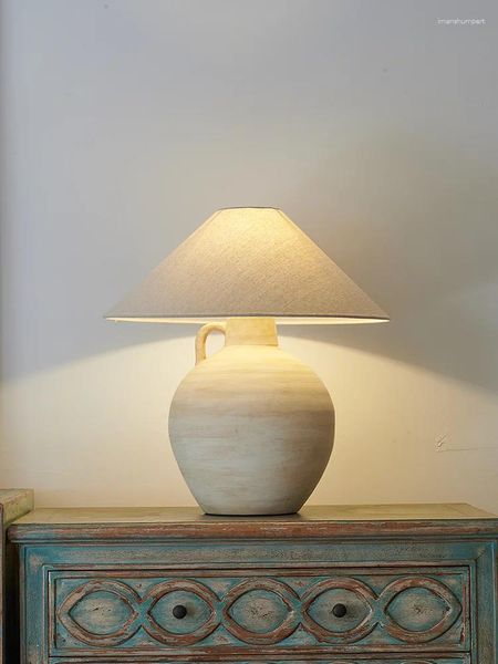 Lampes de table de style chinois de style céramique lampe rétro à l'étude de lit de chevet Homestay Pottery Pottery Decoration