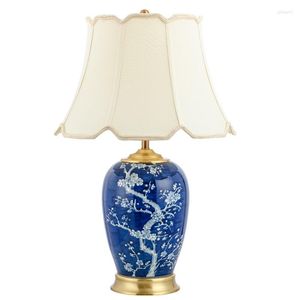Lampes de table Lampe en céramique de style chinois Jingdezhen Modèle Chambre Chevet Séminal El Luxe Hall Décoration Bureau Bleu