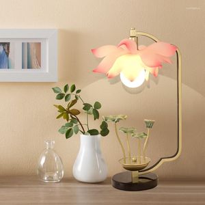 Tafellampen Chinese windlamp Persoonlijkheid Decoratie Woonkamer Bedroom Bedroom Bedoel Warm Art Lotus Zen LB030312
