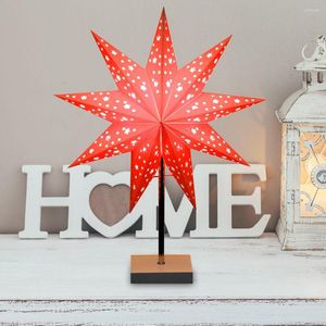 Tafellampen Kerst Led Vloer Licht Negen puntige ster Standside Bedide Paper ornamentlamp voor thuisslaapkamer Bruiloft Decoratief