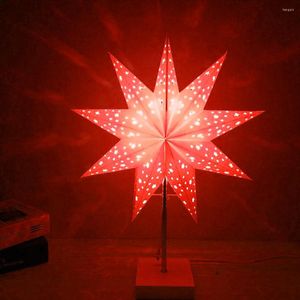 Tafellampen kerstled vloer licht negen puntige ster staande bed papieren ornamenten lamp voor huis woonkamer decoratieve verlichting