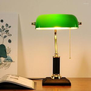 Lámparas de mesa Banco clásico Lámpara de escritorio Estudio Dormitorio Luces de noche Viejo chino Verde Decorativo Soporte de noche Oficina