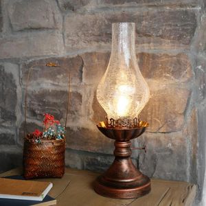 Tafellampen klassiek vintage kerosine voor woonkamer industrieel huis deco bedlichten glazen lamp tinten verlichtingsarmaturen