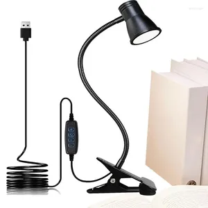 Lampes de table Clip sur la lumière de la lampe attentionnée à l'œil de bureau avec LED de pince 3 modes 10 luminosité à 360 degrés