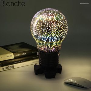 Lampes de table colorées lampe 3D verre créatif Led lampe de bureau pour chambre chevet nuit luminaires noël décor industriel