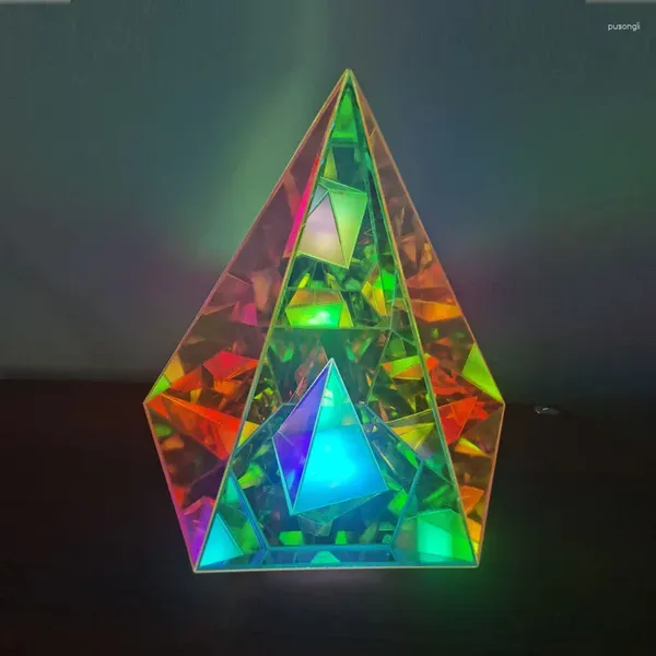 Lampes de table colorée cube clair pyramide chambre de camping décoration émotionnelle atmosphère de bureau créatif