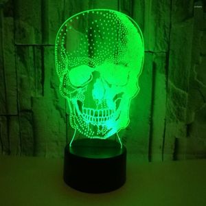 Lámparas de mesa Colorido Touch Control remoto Lámpara de escritorio 3D Atmósfera de regalo Pequeño Acrylique Usb Skull Night Light