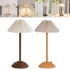 Lampes de table lampe sans fil base en bois chevet tissu ombre réglable tactile rechargeable pour salon dortoir bureau à domicile