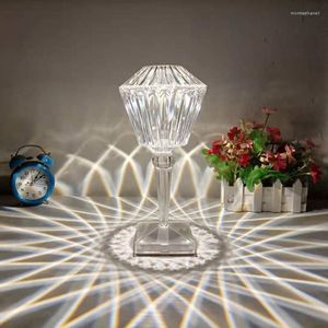 Lampes de table sans fil restaurant lampe en cristal tactile rechargeable bureau LED avec USB pour chambre chevet salon décoratif