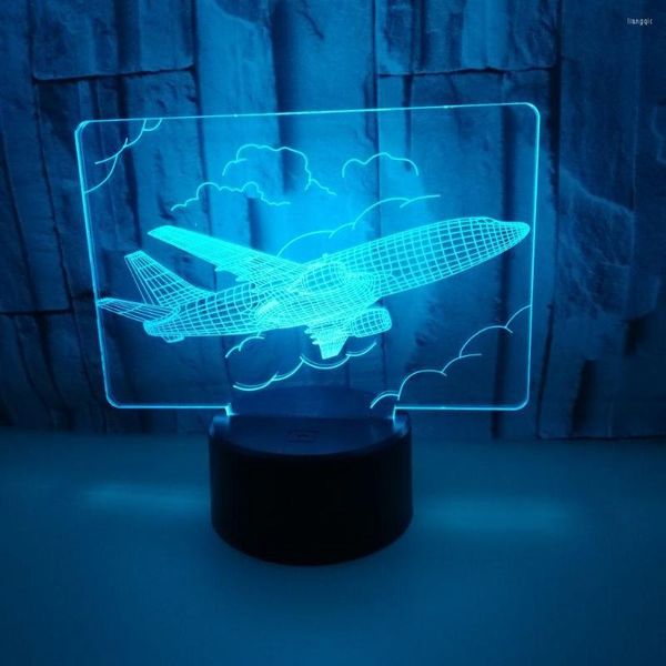 Lampes de table cadeau d'avion créatif pour Livin acrylique coloré 3d veilleuse nouveauté produits électroniques lampe décorative