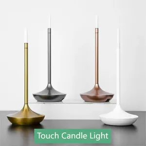 Lampes de table Creative Candle Lampe chambre USB USB Rechargeable Wireless Touch Metal Stem Camping avec Base Nightlightt