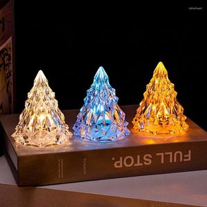 Tafellampen creatieve kerstboomvorm lamp kristallen diamanten bureau mini nacht licht warme/witte kaarsensfeer