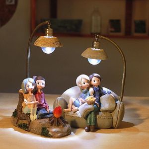 Lampes de table Couple créatif veilleuse LED lampe en résine décoration de bureau ornement chambre chevet atmosphère saint valentin cadeau table