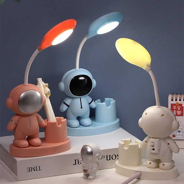 Lampes de table créatives mignonnes astronaute à LED flexible lampe de bureau avec le plateau de crayon Couleur de chevet ajustement lampe de table pour les enfants chambre