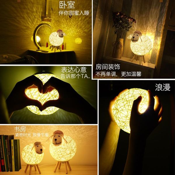 Lampes de table lampe de bureau créative chambre chevet fille nordique belle agneau rêve romantique sommeil chaud veilleuse