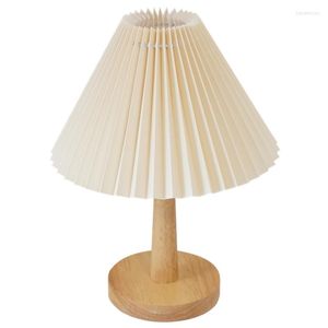 Lampes de table lampe de bureau créative chez l'habitant décoration de bureau rétro Simple plissé veilleuse bois matériel filles chambre chevet