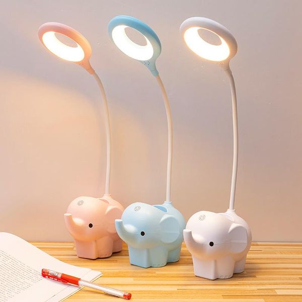 Lampes de table Creative Elephant Animal Lampe LED Charge Plug-in Double usage Température réglable en trois couleurs Apprentissage