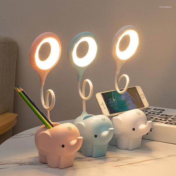 Lampes de table Creative Elephant LED Lampe USB Alimenté Lumière Trois Couleurs Température Réglable Apprentissage Protection des Yeux