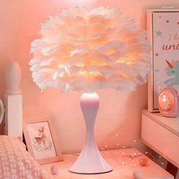 Lampes de table plume créative paire élégante chambre de chevet de chevet décoratif salon en métal lampe de bureau de style européen