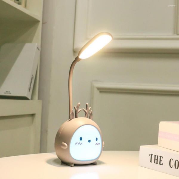 Lampes de table Creative pliant lecture lampe de bureau dessin animé cerf mignon LED rechargeable protection des yeux nuit étudiant chambre dortoir maison