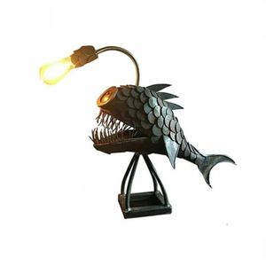 Lampes de table lampe créative pêcheur poisson avec support flexible art décoration chambre maison ornements cadeau 240b