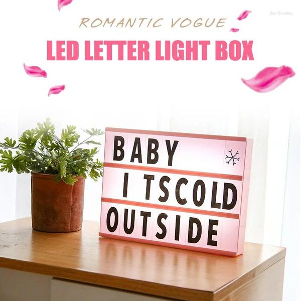 Lámparas de mesa letra de led creative pografía bricolaje a4 stand stand de color cambiante caja de luz de cumpleaños cine decorativo cine