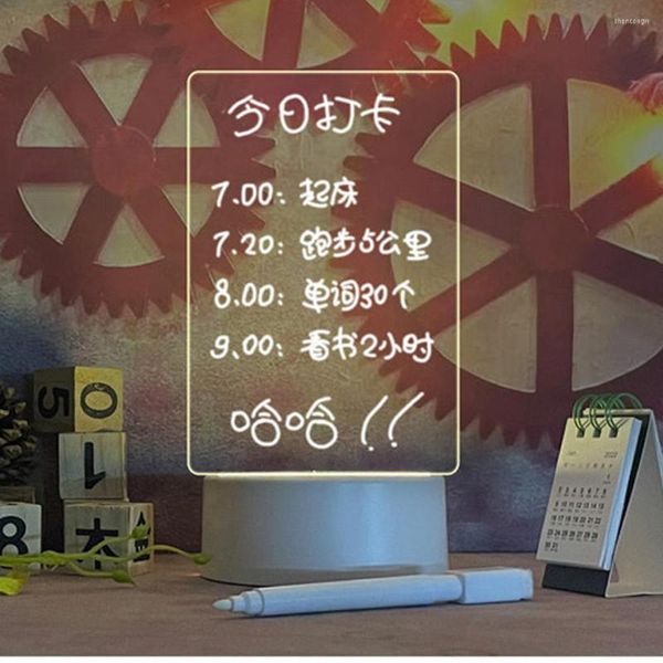 Lampes de table Creative Led Night Light Acrylique USB Message Board Vacances Calendrier Lumineux Transparent Avec Stylo Pour Enfants Decoratio